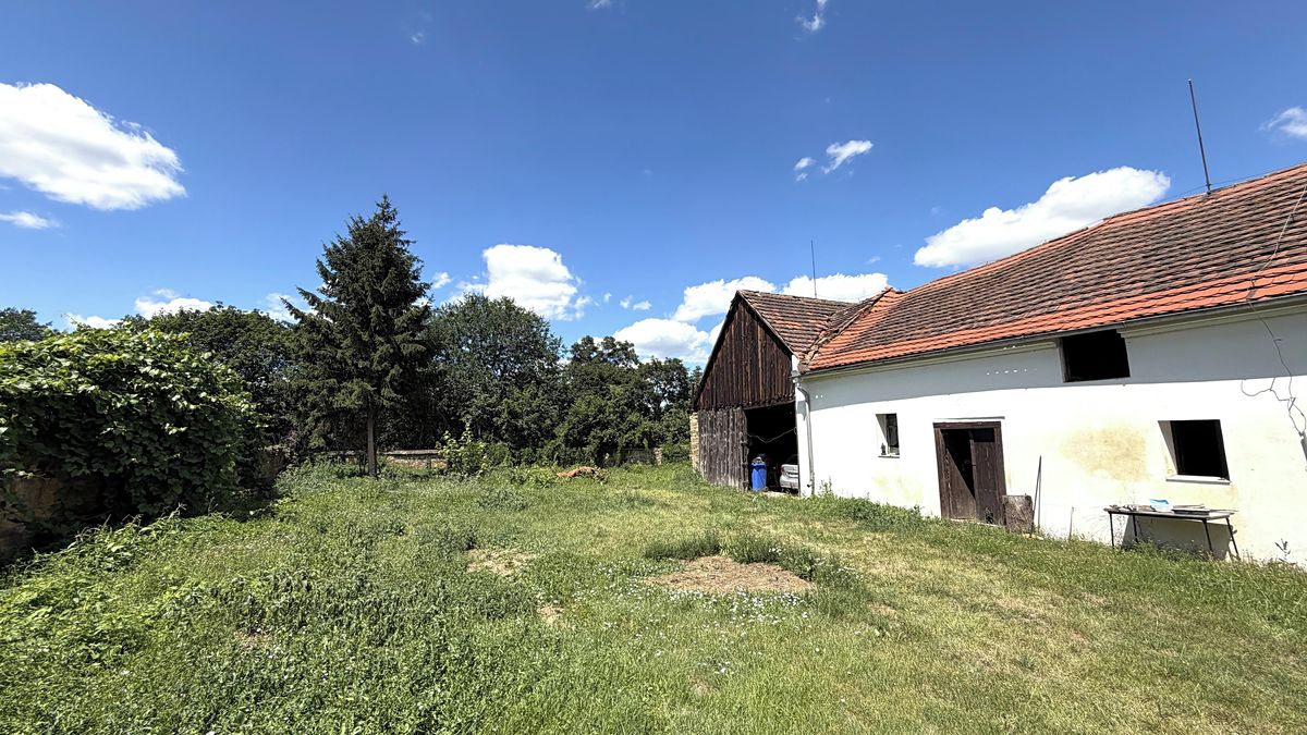 Zatravněná část dvora podél budov